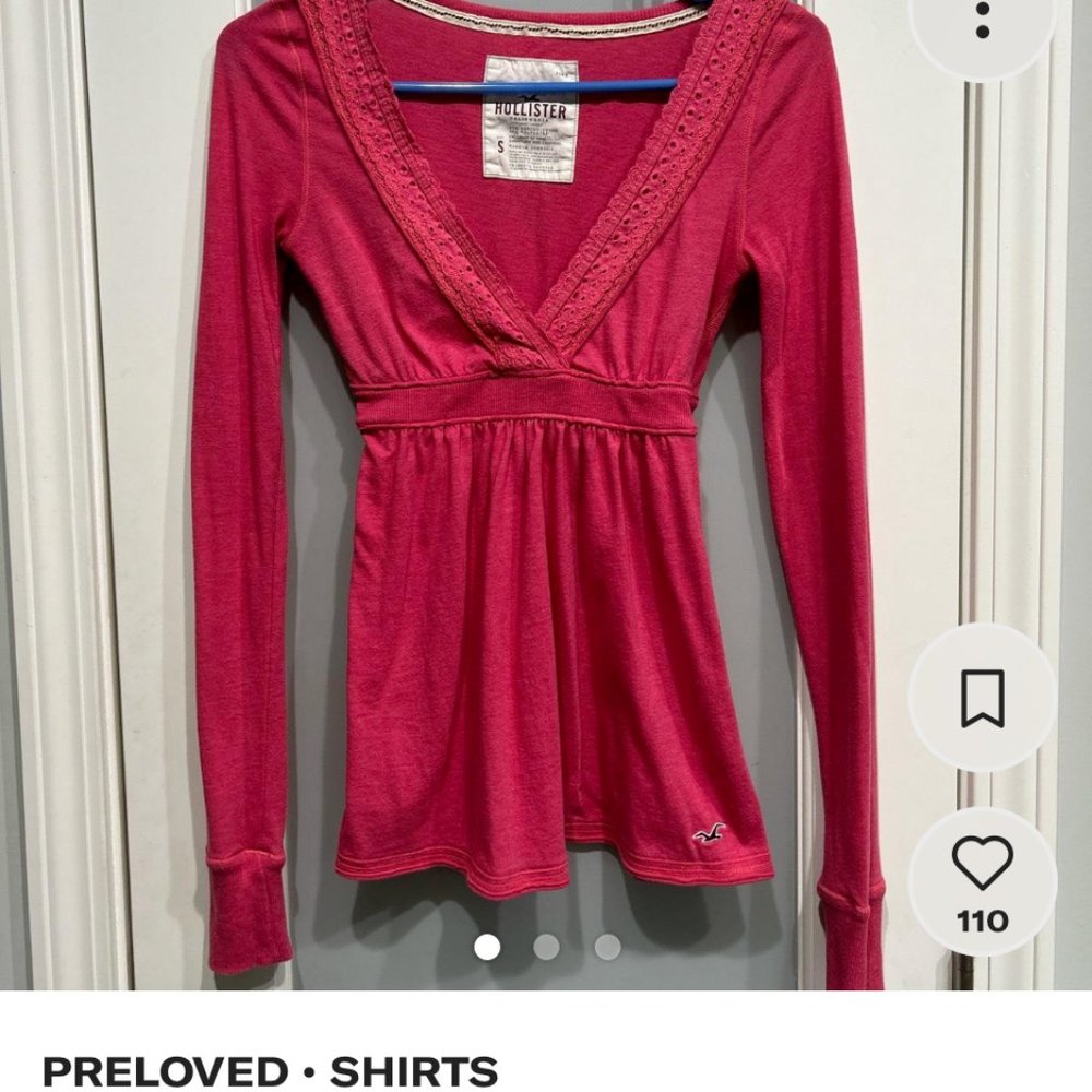 Hot Pink Long Sleeve Hollister Top